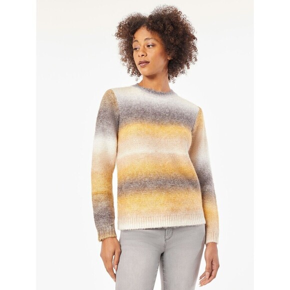 Jones New York Women's Crewneck Ombré Knit Sweater Yellow Gray size S - Picture 7 of 7